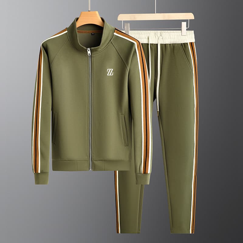 Men's Clothing Autumn Collar Casual Sports Suit Fashion Sportswear Long Sleeve Straight Pants Two Piece Suit