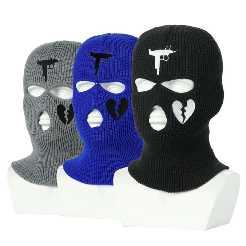 Warm Ear Protection Knitted Ski Hat Three Hole Balaclava Outdoor Cycling Head Cover