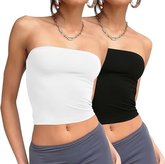 Women's Strapless Tube Top Summer Sleeveless Crop Top For Women Sexy Bodycon Tank Top Cute Casual Wear