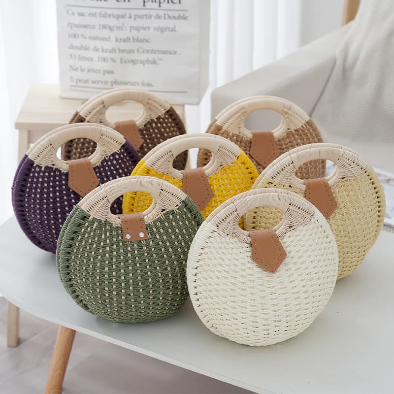 Women’s Bags Summer Simple Hand Held Women's Bag Handmade Rattan Beach Straw Bag Versatile Fashion Woven Bag Casual Bag