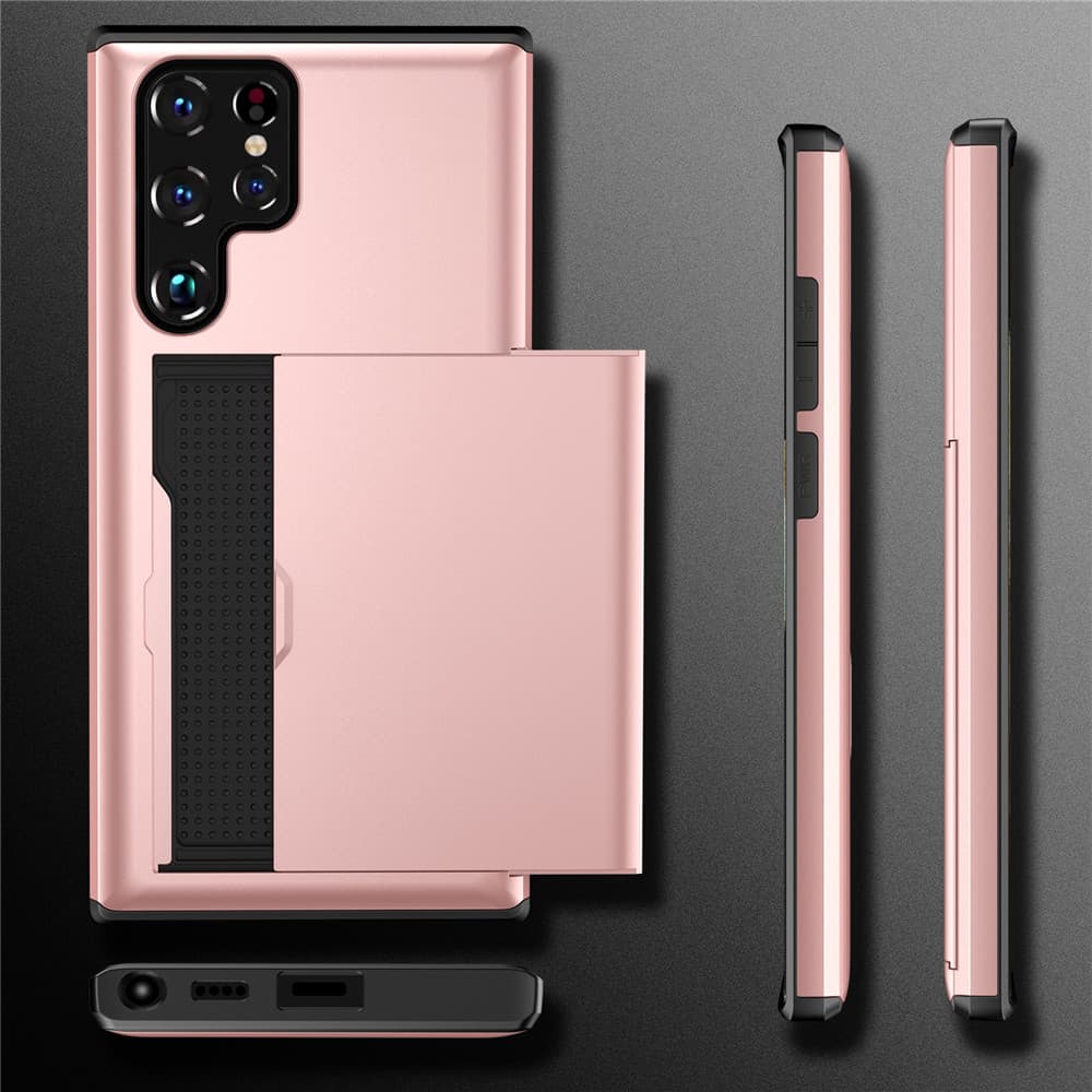 S23 Ultra Armor Slide Card Case For Samsung Galaxy S23 Ultra S22+ Coque Card Slots Cover For Galaxy S22 Plus Pro S22 Ultra 5G