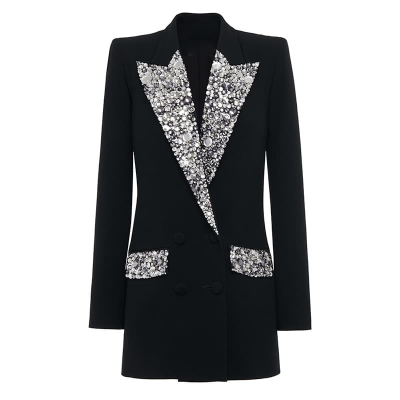 Women's Clothing Spot fashion new style handmade gorgeous heavy beaded diamond slim fit medium and long suit jacket