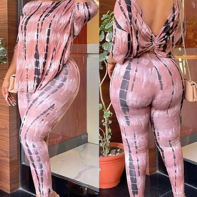 Women's Clothing Waist raising and Hip lifting Seamless High Elastic Fashion Printed Casual Yoga Pants + Tops 2 piece Set