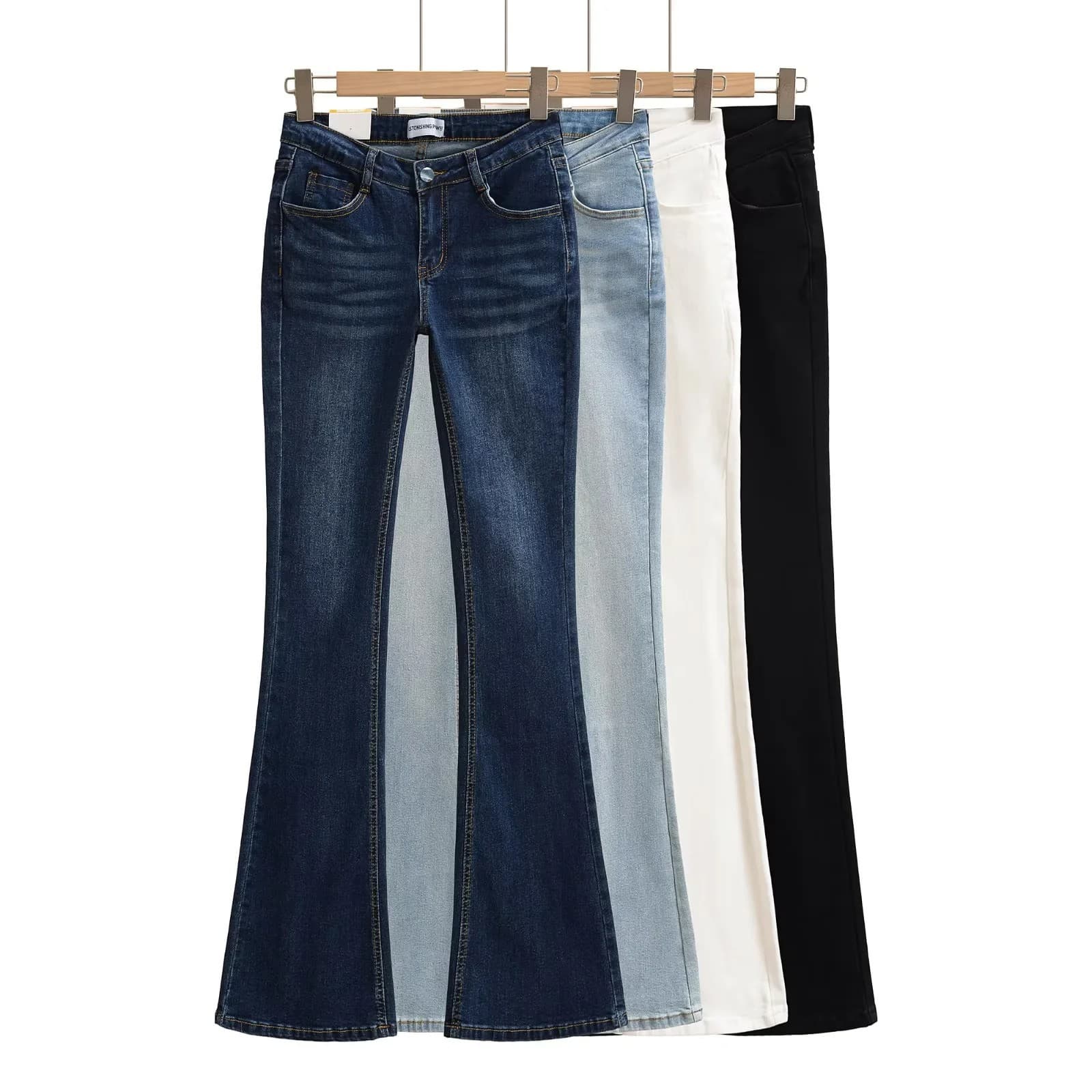 Hot Girl Waist To Hip Ratio Denim Flared Pants, New Autumn Style, Slimming, High Elasticity, Leg Lengthening Flared Pants