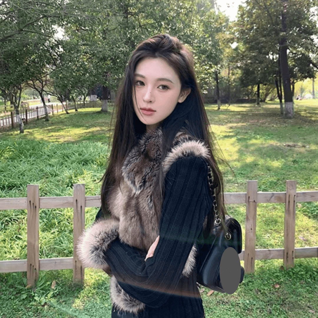 Women's Clothing Furry Winter New Environmentally Friendly Plush Lapel Zipper Slim Fur Top Coat Women