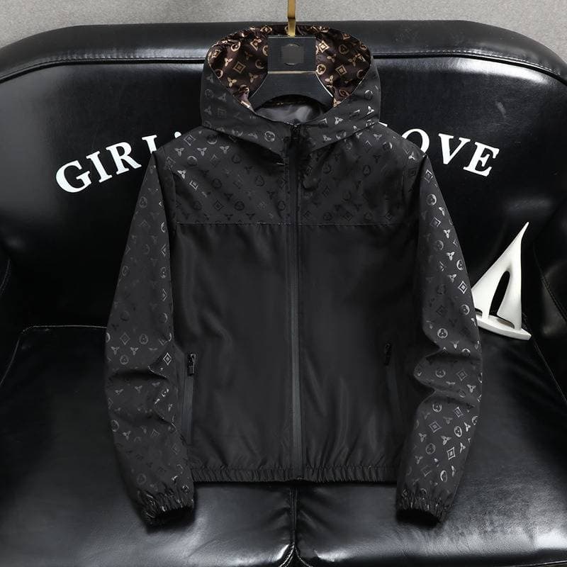 Veste à capuche patchwork tendance pour homme, idéale pour le printemps et l'automne. Imprimée, coupe ajustée, décontractée, grande taille, man