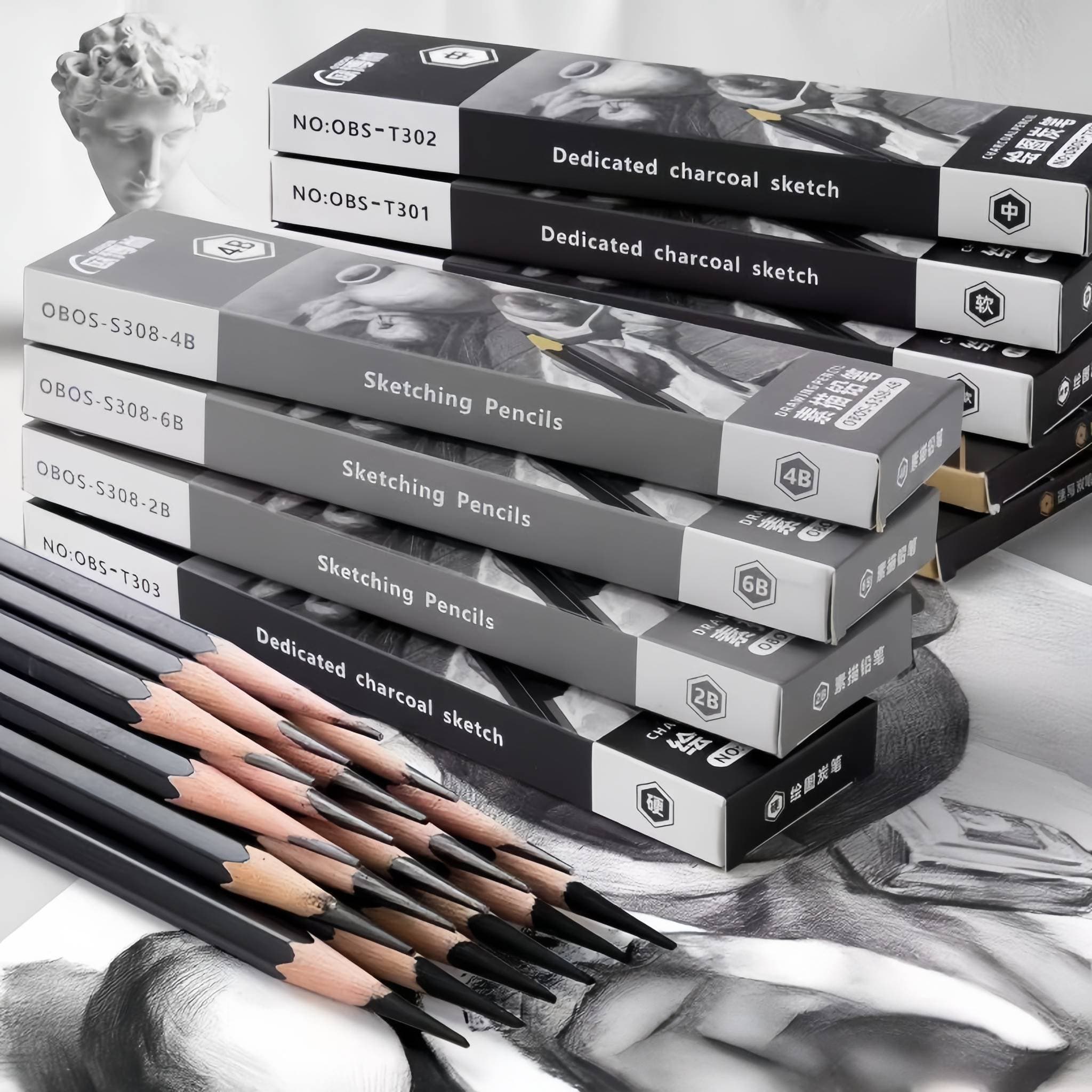 Professional Sketch Pencil Set For Artists - 12B To 2H Graphite & Charcoal Pencils, Ideal For Beginners, Students & Sketching Enthusiasts
