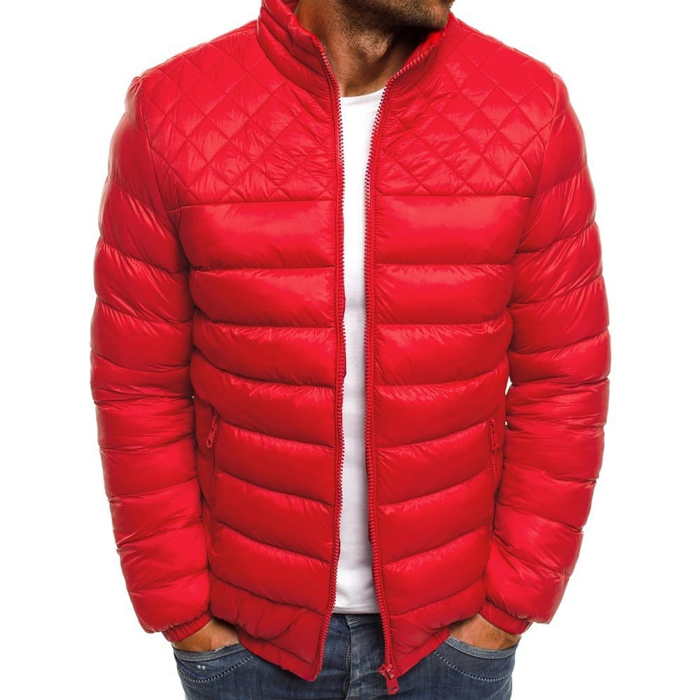 Men's Clothing Autumn And Winter Men's Stand Collar Solid Color Simple Fashion Rhombus Cotton Clothing Men's Fashion