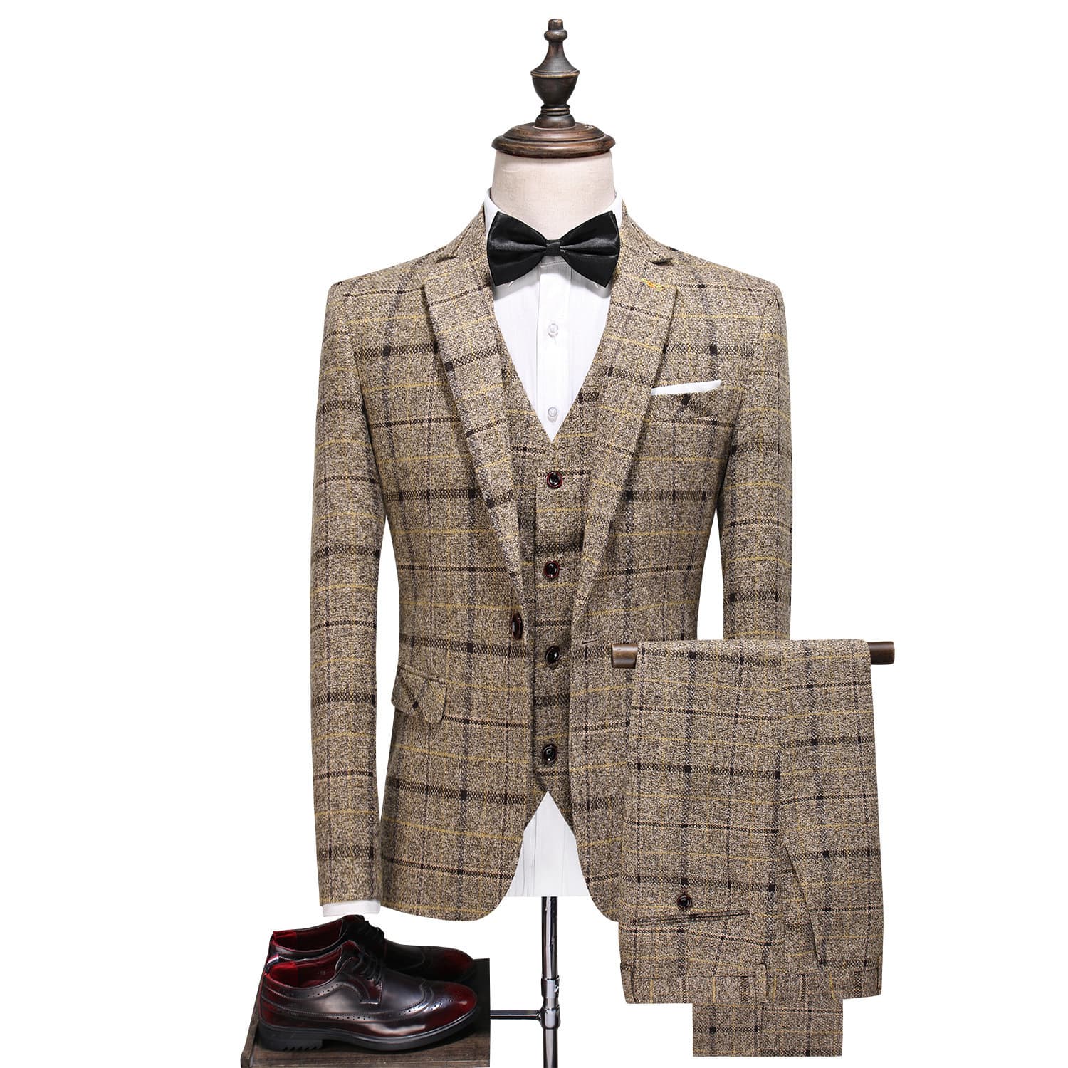 Men's Clothing 2024 New Suit Three-Piece Style Slim British Casual Groom's Wedding Dress Plaid Small Suit For Men