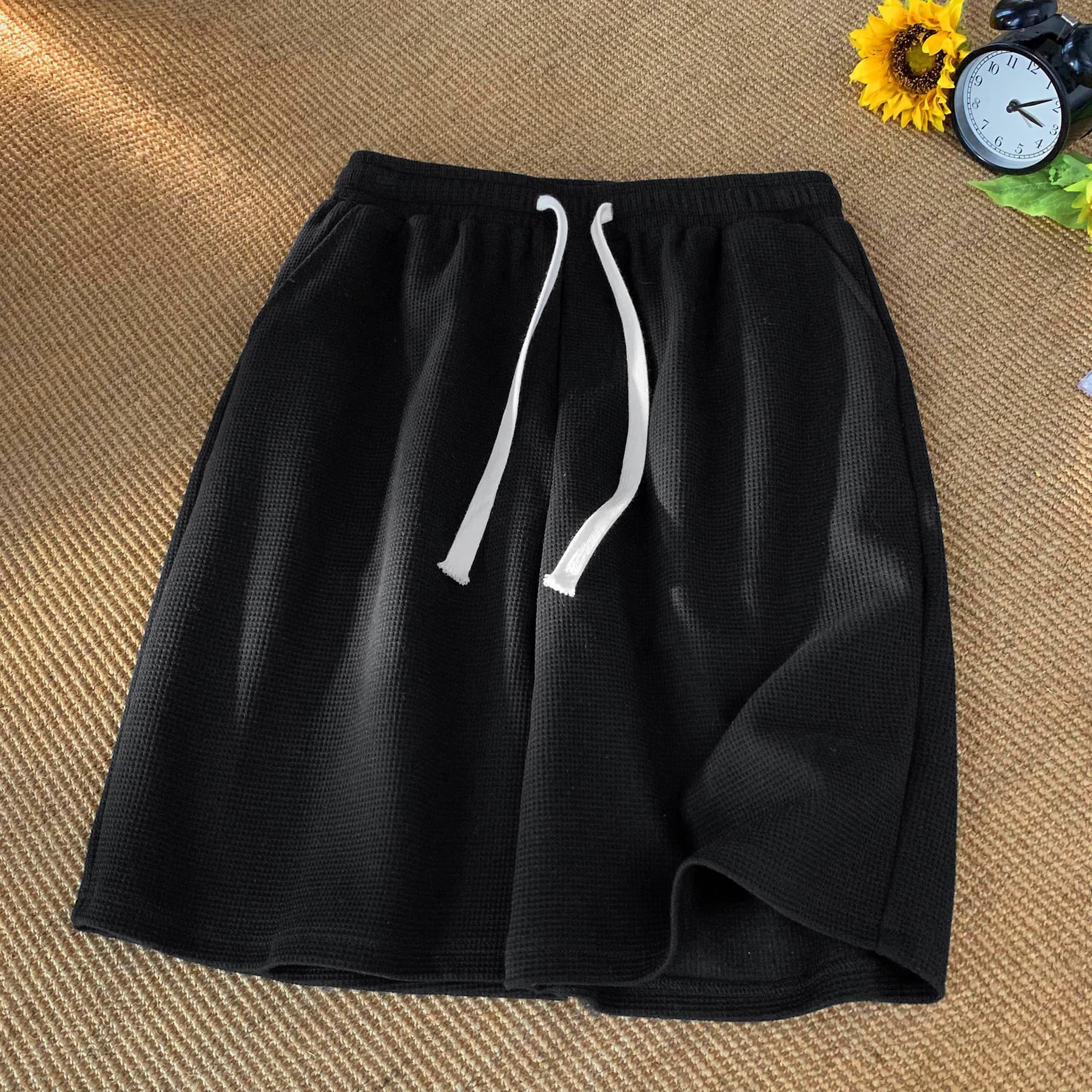 Men's Summer Waffle Shorts - Lightweight, Breathable & Stylish Casual Loose Fit Beach Shorts For Sports & Outdoor Activities