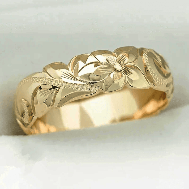 CAOSHI Low-key Proposal Ring Female Wedding Band Metal Style Flower Shape Design Exquisite Finger Accessories for