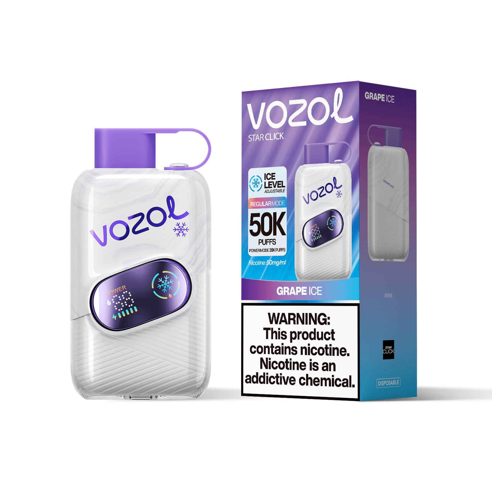 Entrepôt UE 1 PCS Vozol Star Click 50000 Bouffées 50k Vape Jetable avec Écran Bildschirm Vape Boisson Énergisante Longue Durée