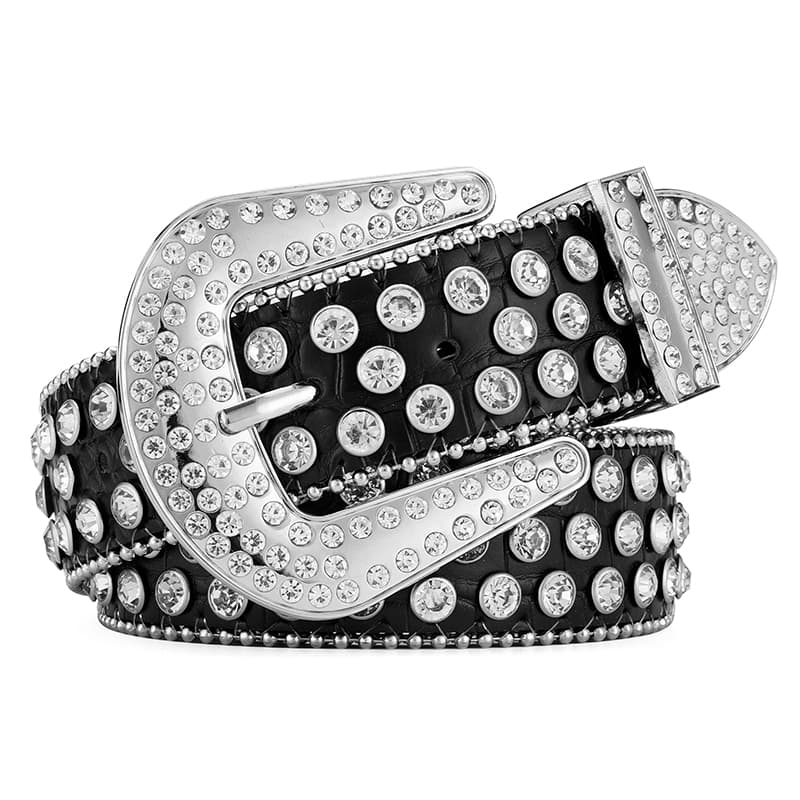 HOT Men's Jeans Rhinestone Large Size Women's Western Denim Shiny Rivet Design Leather HipHop Punk Rock Y2K Style Belt