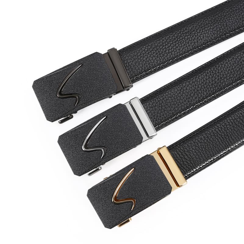 Men's frosted hollowed-out lettering alloy automatic buckle belt