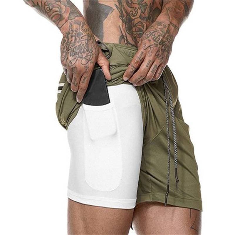 Men's Clothing Double-layer Quick-drying Breathable Men's Shorts Sports Training Running Straight Light Plate Half Shorts