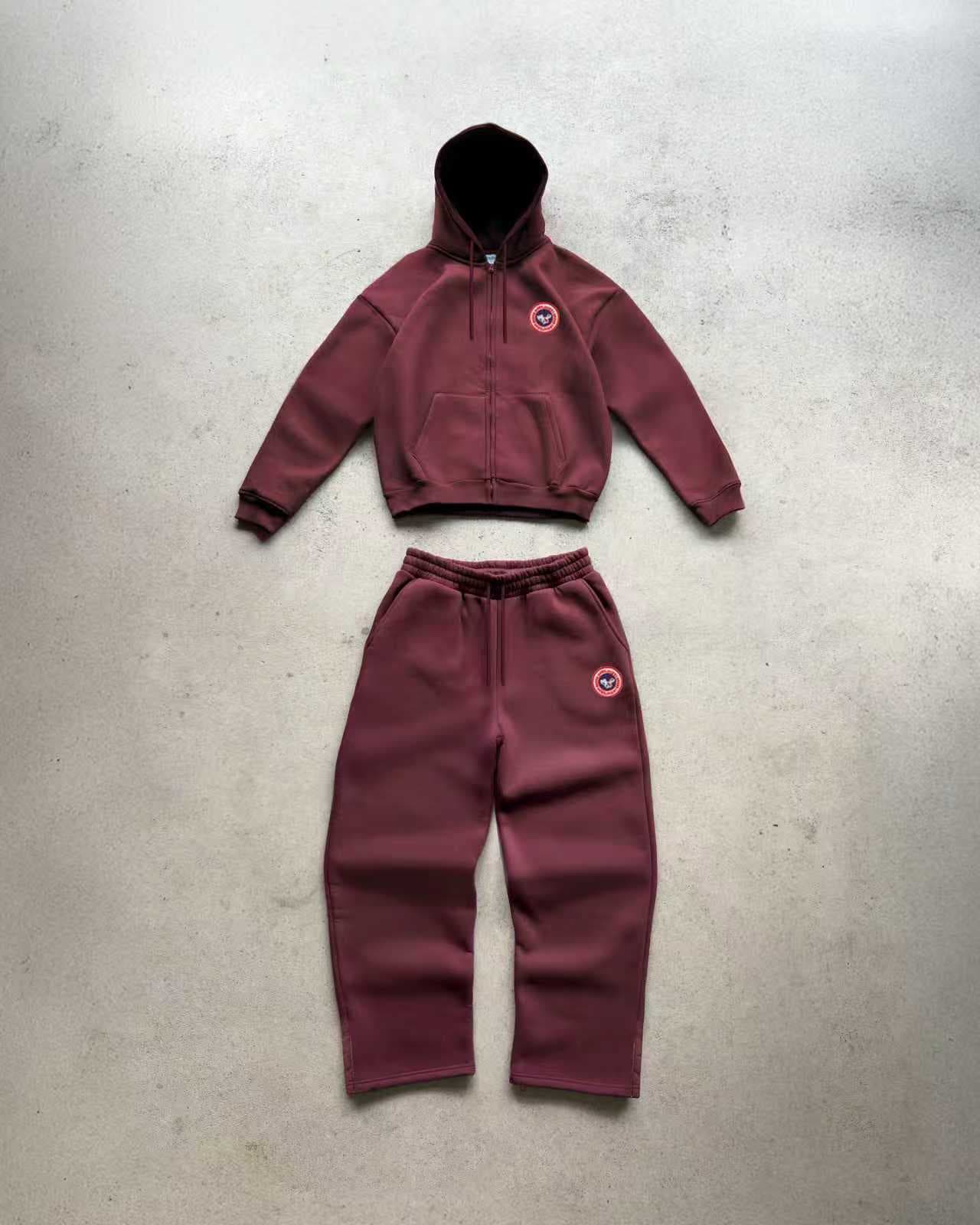 New American Retro Street Style Hip-hop Zip-up Loose Men's And Women's Sports Sweatshirt Set
