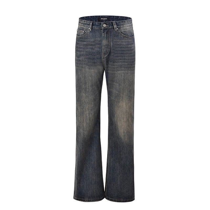 Men's Clothing American Retro Flared Jeans New Autumn Style High Waist Elastic Slim Fit Floor-length Pants