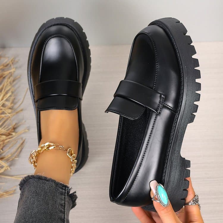 Women's Shoes JK leather shoes for women new spring thick soled college style single shoes