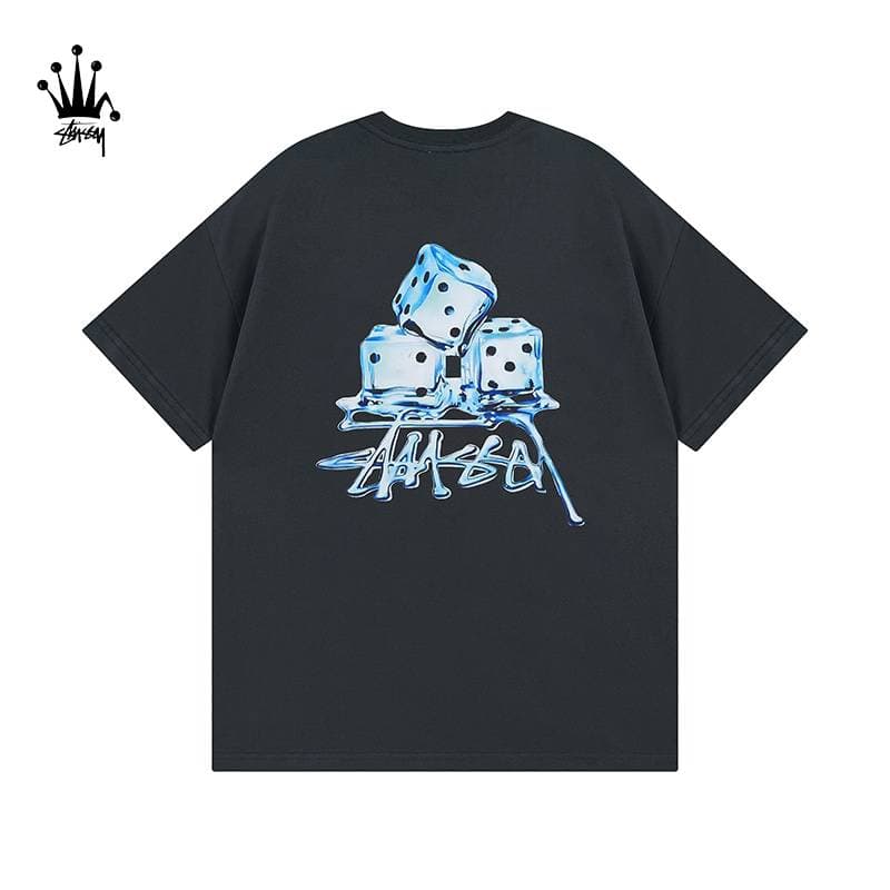 Stussy Ice Cube Dice Logo Printed Pure Cotton Short Sleeved T-shirt