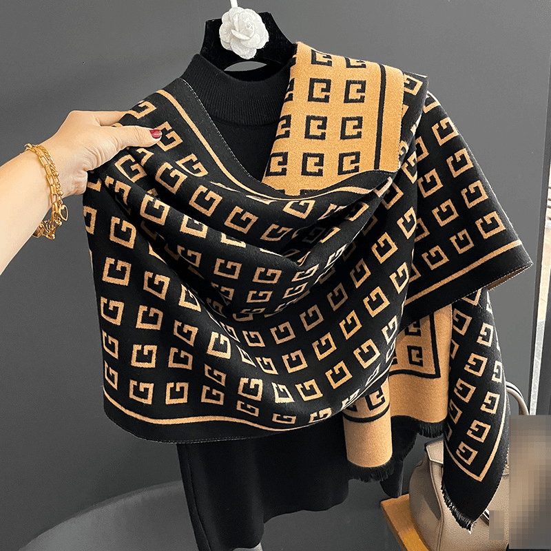 Women Scarf For Women Autumn And Winter Warm Internet Celebrity Double-sided Letters Version New Imitation Cashmere Shawl Scarf