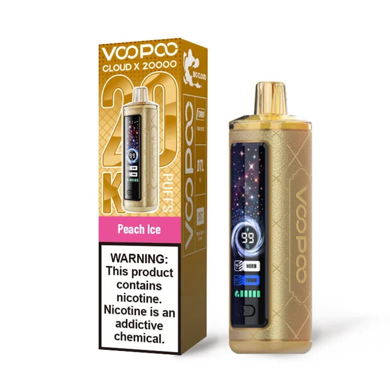 Lot de 2 cigarettes électroniques jetables VOOPOO Cloud X 20K, 20 000 bouffées, 25 ml, 6 mg de nicotine, batterie de 900 mAh, chargeur USB-C, d