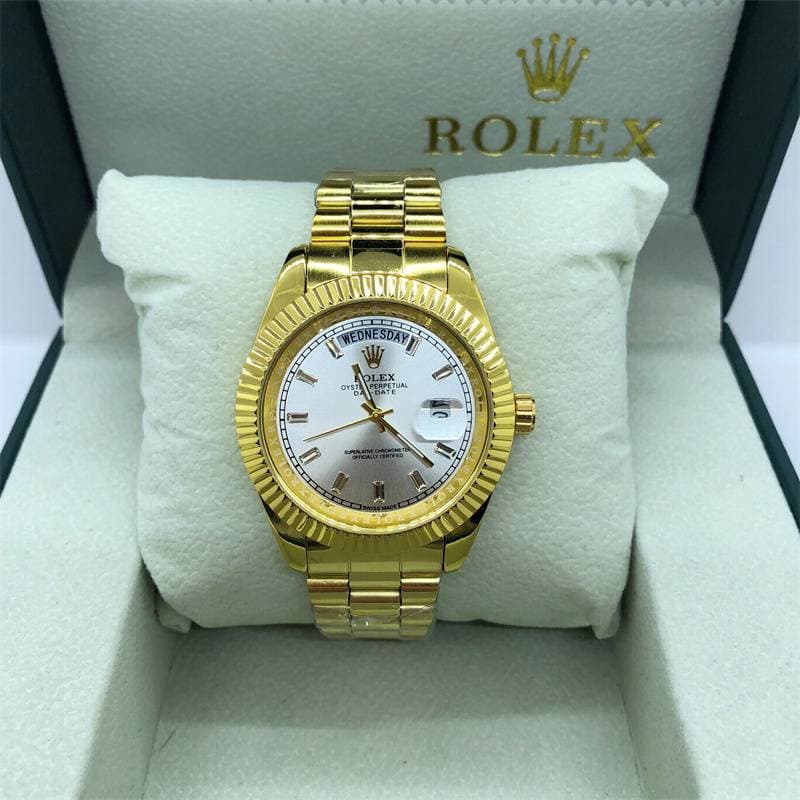 Montre à quartz classique pour homme, double calendrier, cadran diamanté, bracelet en acier à 3 perles