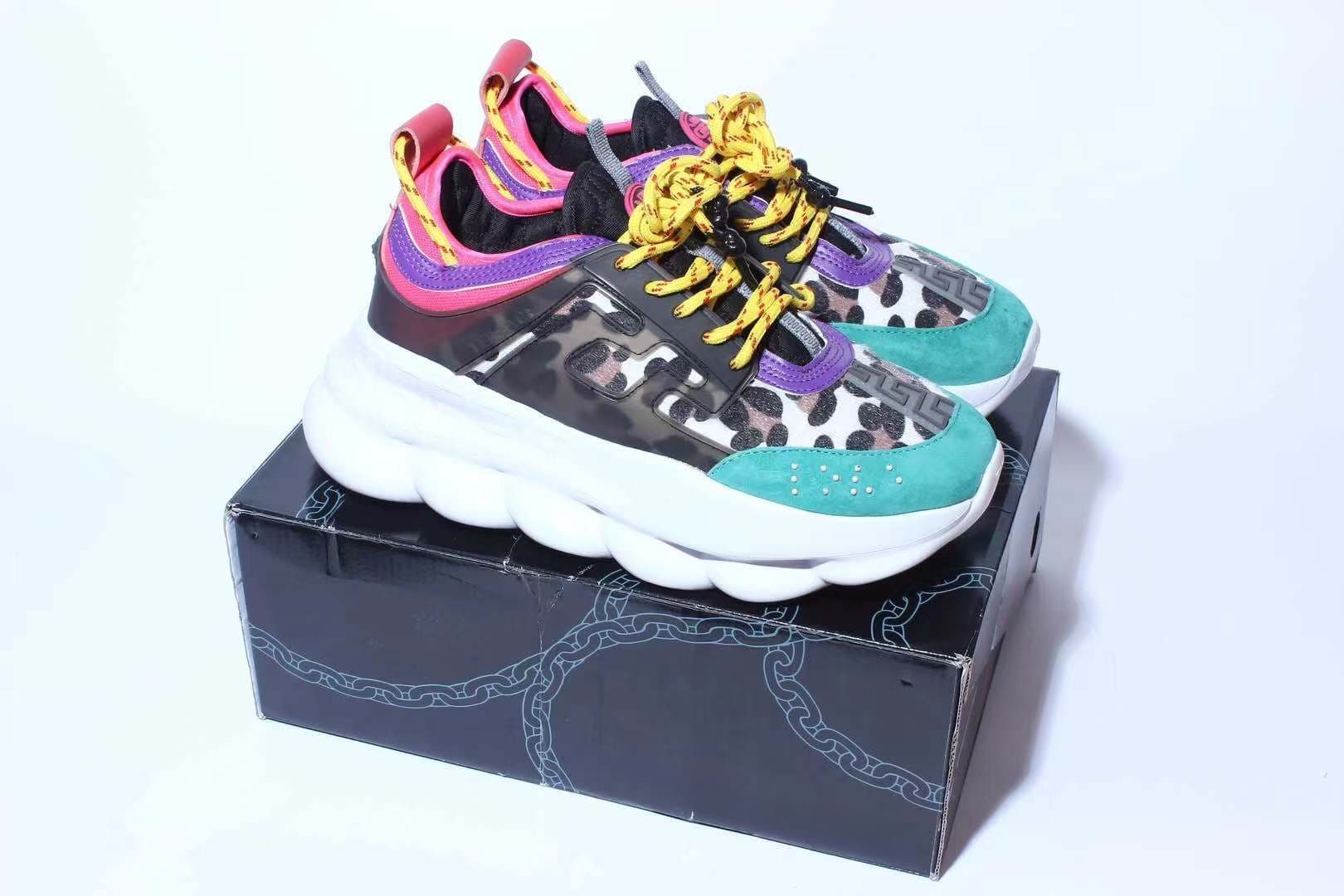 Chaussures de sport décontractées tendance Chain Reaction à tige basse, style rétro, polyvalentes, pour couples, semelle épaisse rehaussante et