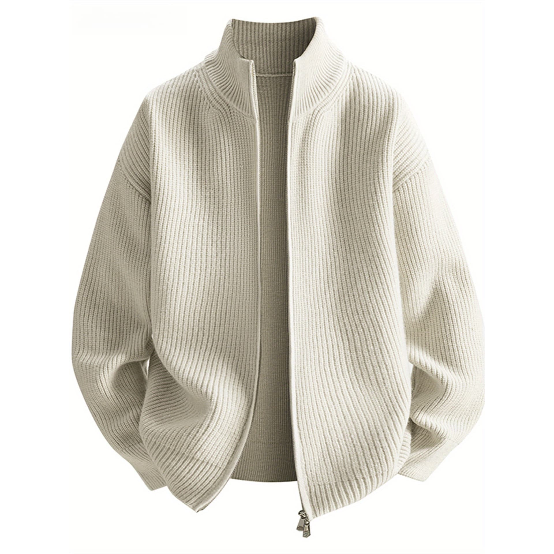 Autumn And Winter Thick Warm Knitted Cardigan Sweater Jacket Stand Up Collar Sweater