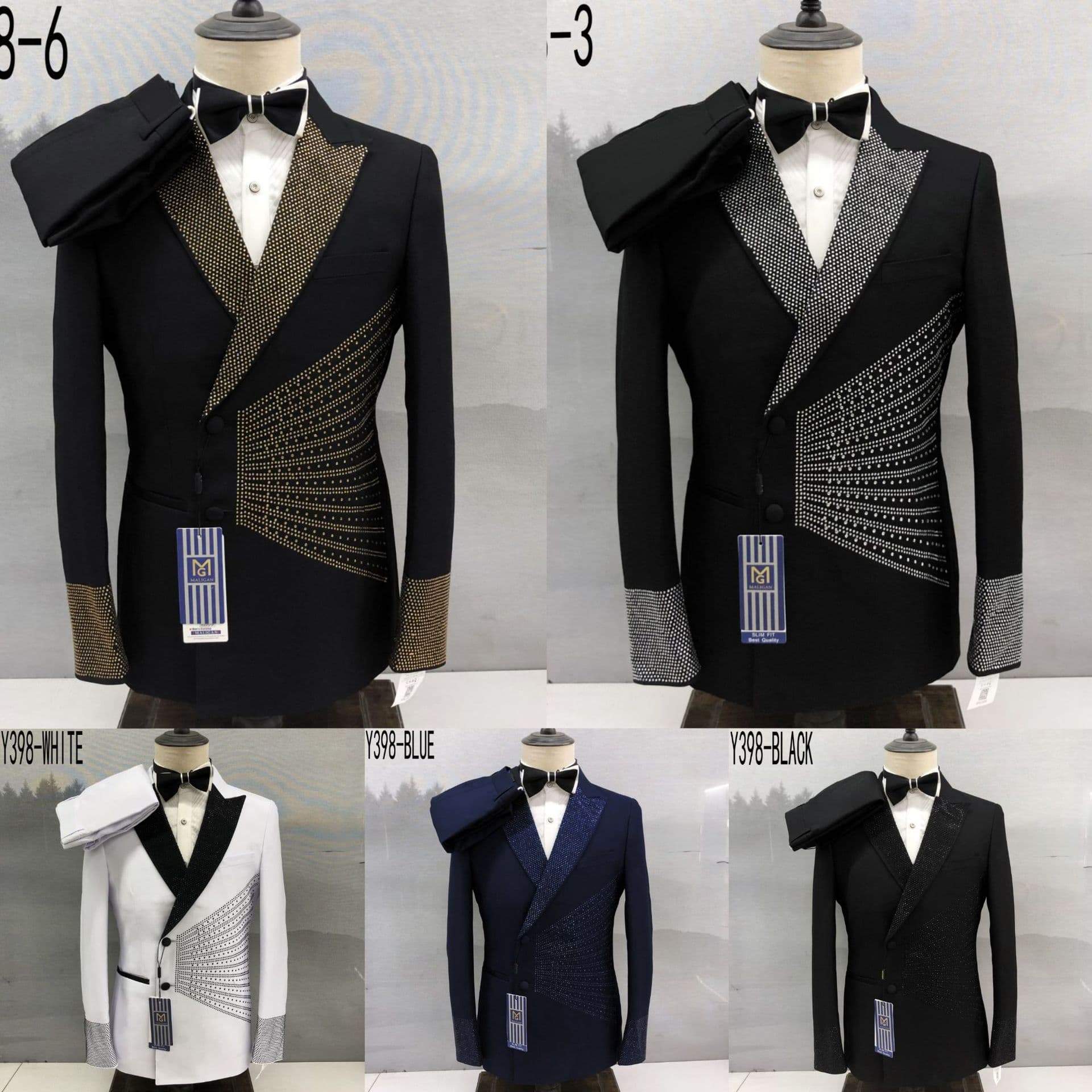 Men's Rhinestone Blazer Suit - Slim Fit Wedding & Party Tuxedo Jacket (S-4XL)(Just A Blazer And Trousers)