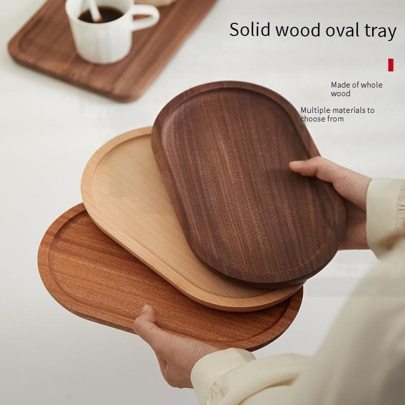 Walnut Wood Serving Tray - Elegant Oval & Rectangular Tea/Coffee Tray For Afternoon Tea