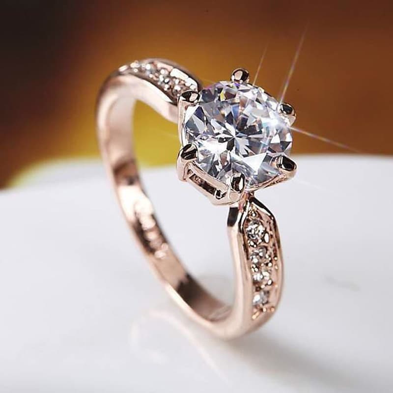 2 Carat Simulated Mosang Stone Silver Female Couples, Wedding Proposal Ring, Six Claw Diamond Ring as a Gift for