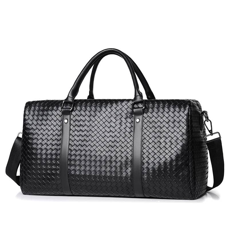 Large capacity travel bag Men's casual short haul handbag plaid woven fitness bag Single shoulder crossbody bag
