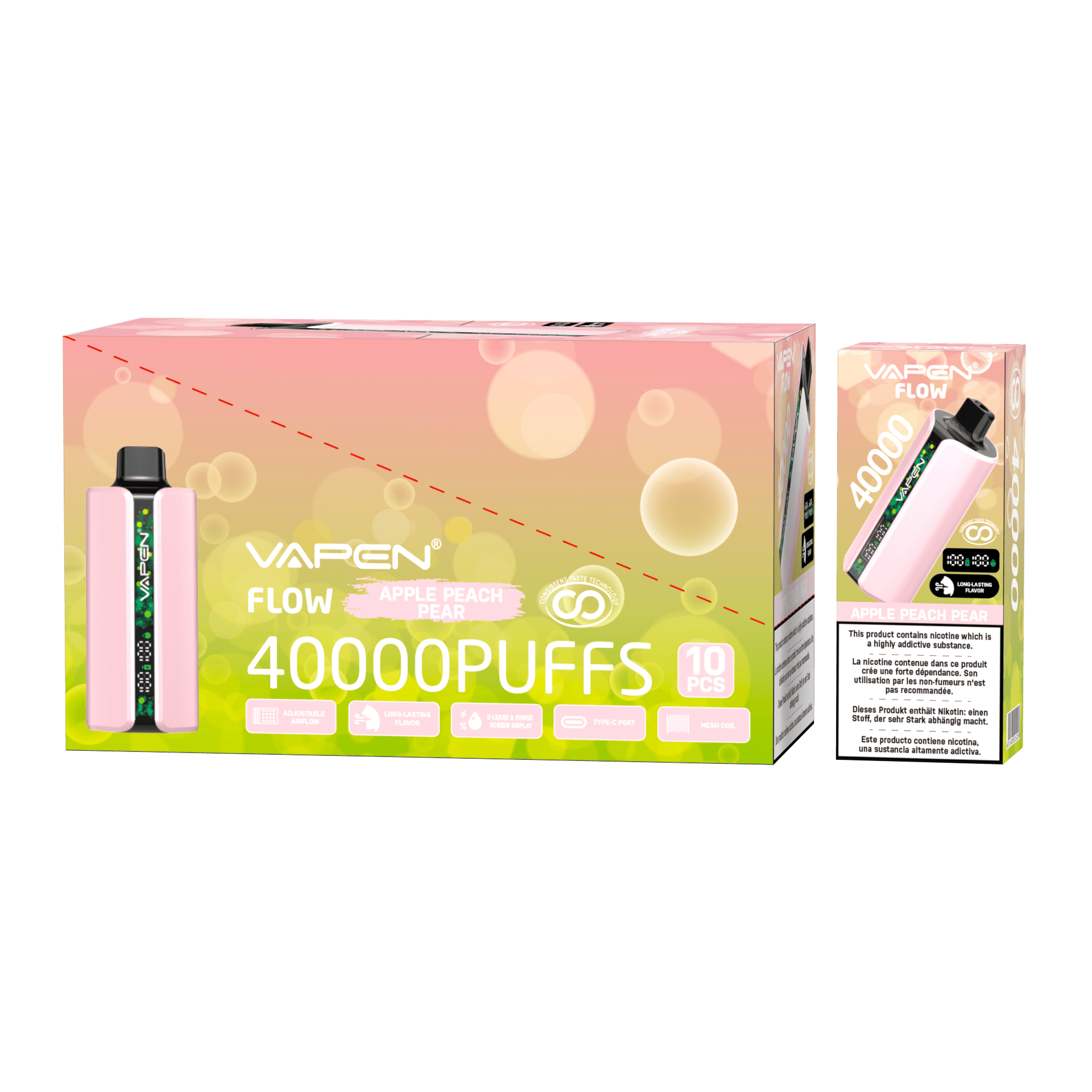 10pcs Vapen Flow 40000 Puffs Stylo Vape Jetable E-cig Mesh PRO Saveurs 40K 30K 50K Vapes Bar Elf Cigarette Électronique TECHNOLOGIE DE GOÛT CONSTAN