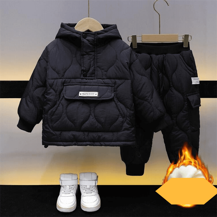 Kid's Clothing Boys' cotton suit winter new style children's solid color thick cotton coat two piece suit baby winter cotton coat