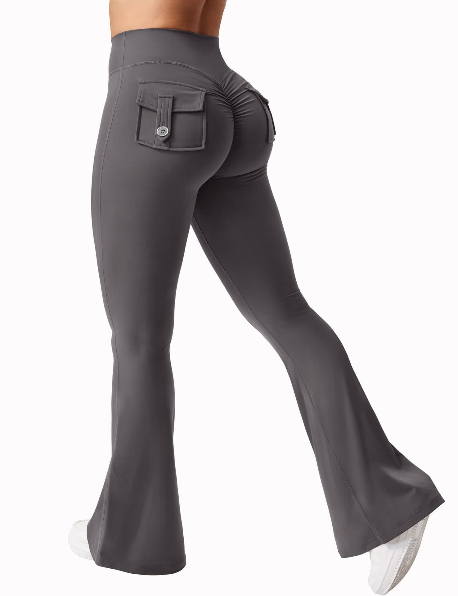 Women's Clothing Yoga Workwear Style Peach Hip Pocket Flared Pants Sports Quick Drying Tightening Sexy Trousers