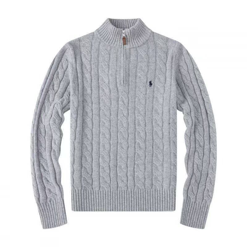 Pull en maille à demi-zip Little Horse, style américain décontracté, chaud et tendance, automne/hiver.