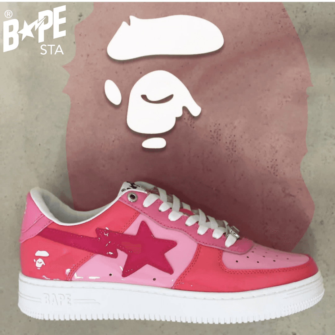 A BATHING-APE Classic Lacquer Leather Double Splicing Trendy Fashion Board Shoes Air Force No.1 Board Shoes Men's And Women's Same Style