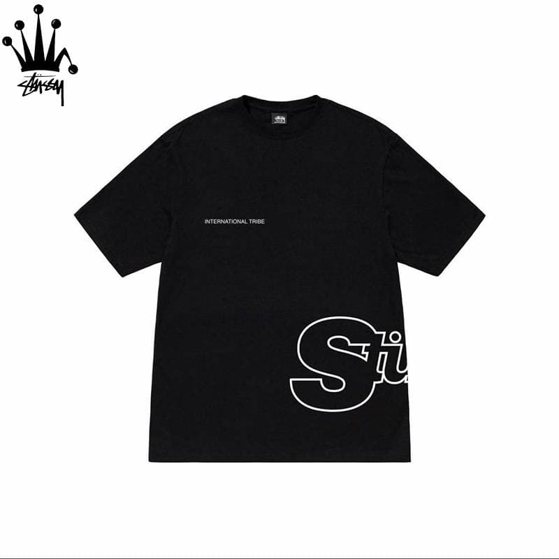 Stussy International Tribal Letter Printed Cylindrical Short Sleeved T-shirt Made Of Pure Cotton Fabric For Both Men And Women