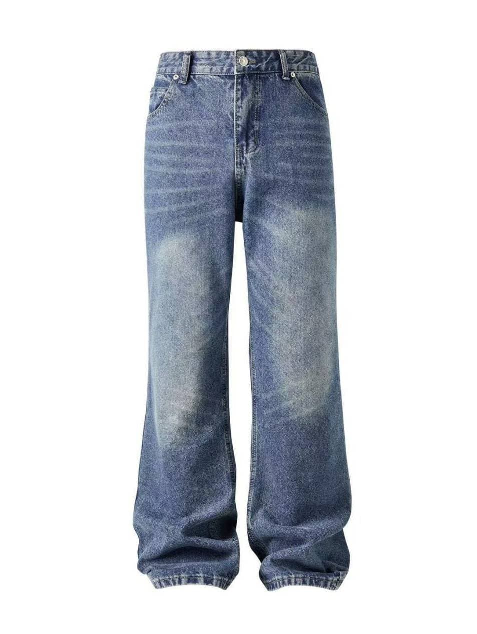 Men's Clothing 25 Autumn American Jeans Men And Women Washed High Street Straight Pants Trousers