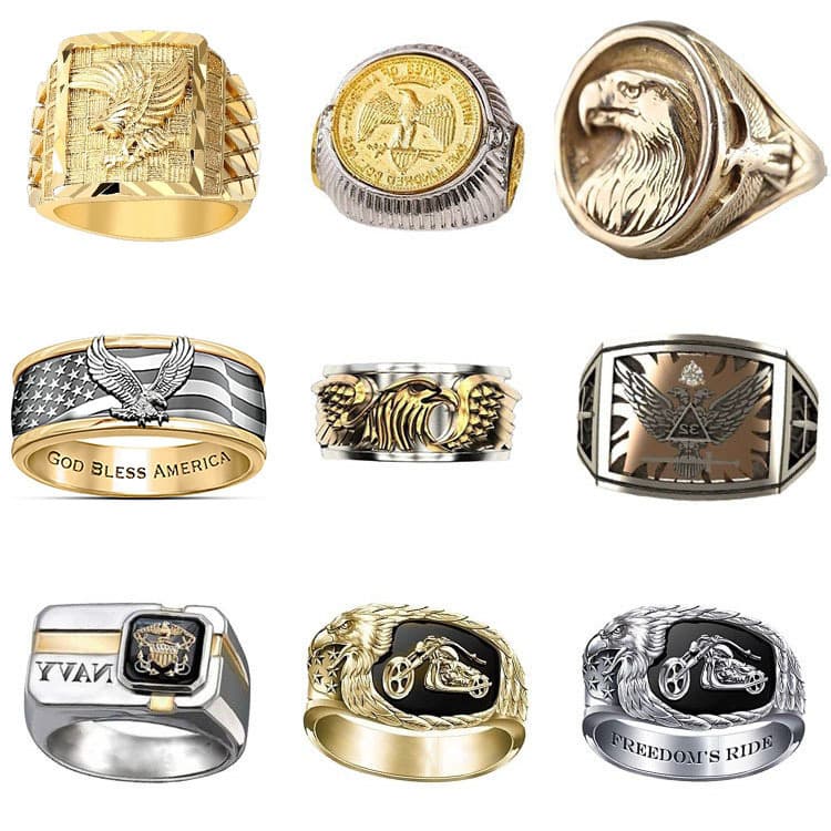 Golden Flying Eagle Men's Ring Series Domineering Men's Ring Hand Jewelry
