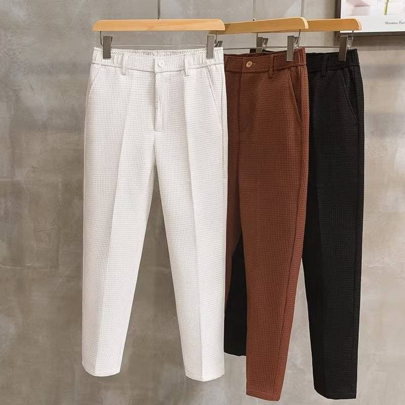 Men's Clothing 25 Summer Waffle White Pants Light Mature Style Men's Casual Trousers