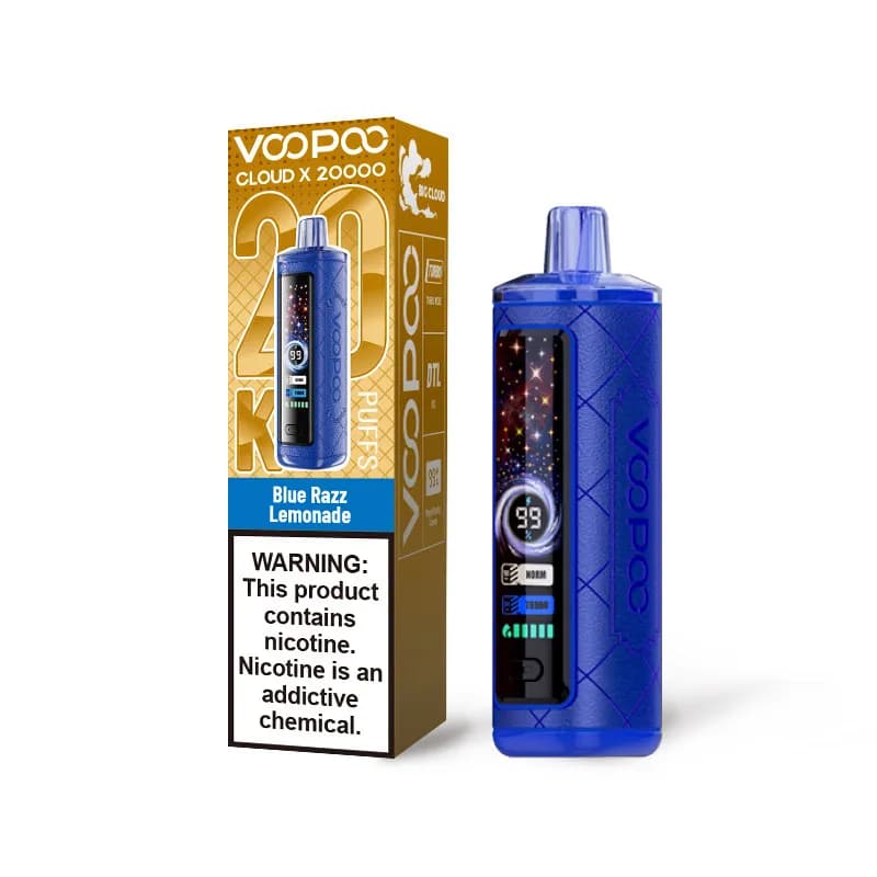 Lot de 2 cigarettes électroniques jetables VOOPOO Cloud X 20K, 20 000 bouffées, 25 ml, 6 mg de nicotine, batterie de 900 mAh, chargeur USB-C, d