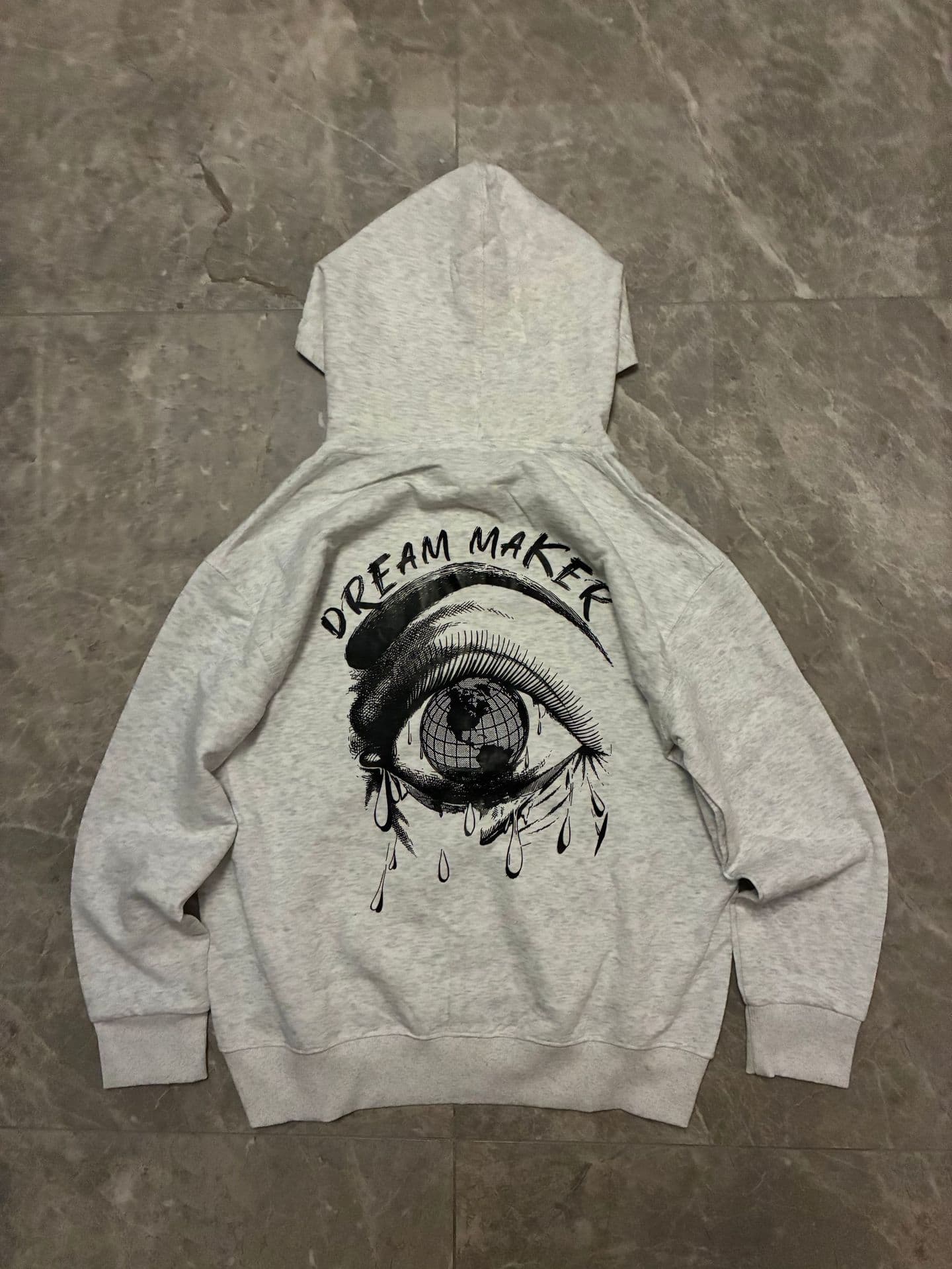 Men's Y2K Earth Eye Print Hooded Sweatshirt - Retro Streetwear Pullover, Unisex Oversized Casual Jacket