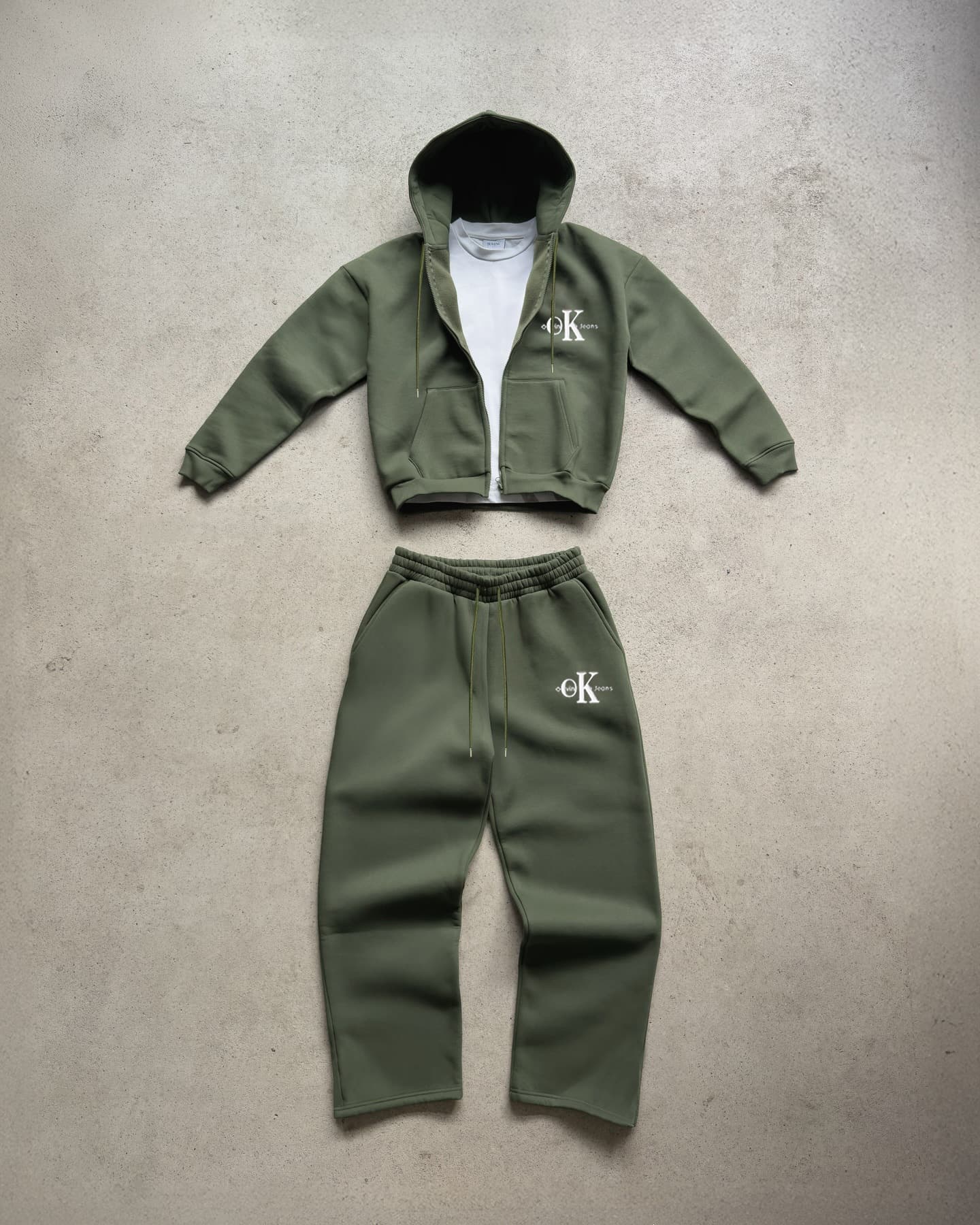 Costume décontracté ample à fermeture éclair, imprimé OK, style rétro européen et américain pour homme, collection 2026, tendance créative t
