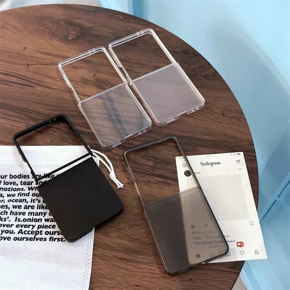 Ultra Thin Transparent Sanding Phone Case For Samsung Galaxy Z Flip 7 FE 6 5 4 3 Flip7 Flip6 Flip5 5G Protective Hard
