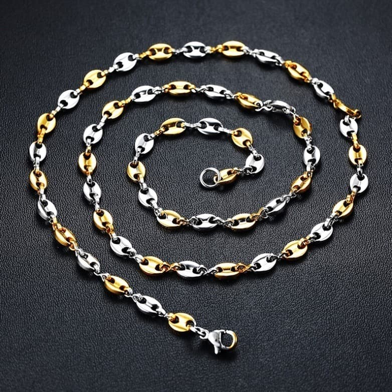 53cm High-end Men's And Women's 316L Alloy Jewelry, Coffee Beans, Pearl Chain Necklace In Three Colors To Choose From