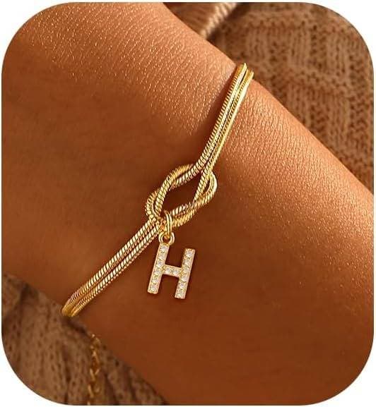 Bracelet en zircon avec 26 lettres, tendance, nœud concentrique, rond, en os de serpent, pour couple, amitié, bijoux de main