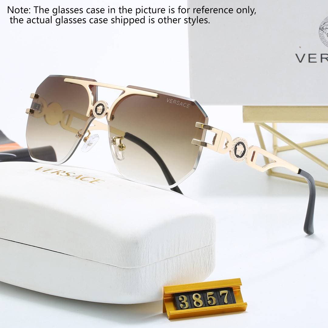 Lunettes de soleil de luxe Versace pour femmes et hommes, monture en métal, protection UV400, verres polarisés.