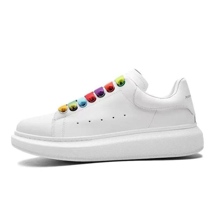 MQueen Petites Chaussures Blanches Version Haute Semelle Épaisse Rehaussée En Velours Noir Queue Plateforme Chaussures Classiques Décontractées T