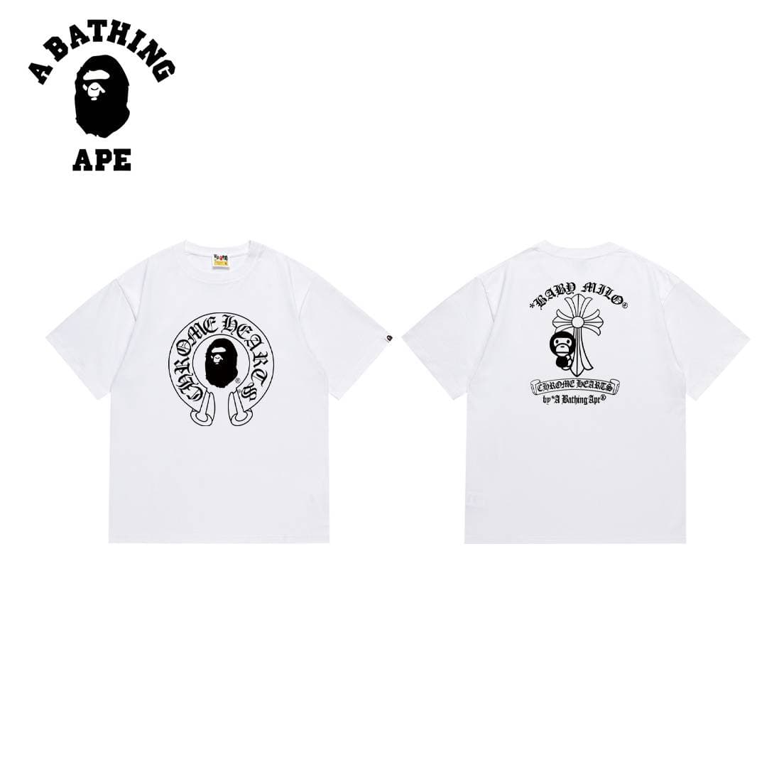 A BATHING APE BAPE-Ape Head Creative Letter Pattern Men's Short Sleeved T-shirt